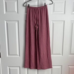 Textured Pink Wide-Leg Pants